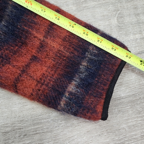 TOPSHOP Wool Blend Shacket Oversized Open Cardigan Jacket Orange Black 6 - Picture 9 of 16